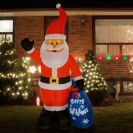 🎅 hollo star 8ft christmas inflatable yard decor - lighted santa claus gift bag, outdoor/indoor holiday decorations with led lights for home lawn logo