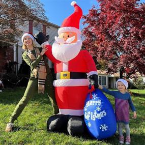 img 2 attached to 🎅 HOLLO STAR 8FT Christmas Inflatable Yard Decor - Lighted Santa Claus Gift Bag, Outdoor/Indoor Holiday Decorations with LED Lights for Home Lawn