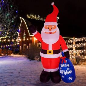 img 1 attached to 🎅 HOLLO STAR 8FT Christmas Inflatable Yard Decor - Lighted Santa Claus Gift Bag, Outdoor/Indoor Holiday Decorations with LED Lights for Home Lawn