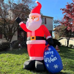 img 3 attached to 🎅 HOLLO STAR 8FT Christmas Inflatable Yard Decor - Lighted Santa Claus Gift Bag, Outdoor/Indoor Holiday Decorations with LED Lights for Home Lawn