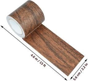 img 3 attached to 15ft Wood Grain Adhesive Repair Tape Patch | Marrywindix Roll for Furniture and Floor Beautification - Dark Brown Oak Grain Textured | Ideal for Home Decoration