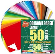 🎴 taro's origami studio: 10-inch large, easy-fold, one-sided japanese paper with 50 colors & 50 sheets – ideal for beginners (includes gold and silver) - made in japan logo