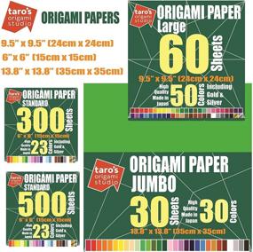 img 1 attached to 🎴 Taro's Origami Studio: 10-Inch Large, Easy-Fold, One-Sided Japanese Paper with 50 Colors & 50 Sheets – Ideal for Beginners (Includes Gold and Silver) - Made in Japan