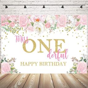 img 2 attached to 🎂 Mocsicka Miss Onederful 1st Birthday Backdrop | Girl's 1st Birthday Photography Background | 7x5ft Pink & White Floral First Birthday Photo Backdrops Banner