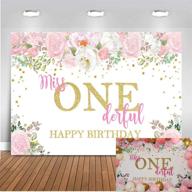 🎂 mocsicka miss onederful 1st birthday backdrop | girl's 1st birthday photography background | 7x5ft pink & white floral first birthday photo backdrops banner logo