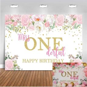 img 4 attached to 🎂 Mocsicka Miss Onederful 1st Birthday Backdrop | Girl's 1st Birthday Photography Background | 7x5ft Pink & White Floral First Birthday Photo Backdrops Banner