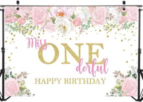 img 3 attached to 🎂 Mocsicka Miss Onederful 1st Birthday Backdrop | Girl's 1st Birthday Photography Background | 7x5ft Pink & White Floral First Birthday Photo Backdrops Banner