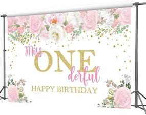 img 1 attached to 🎂 Mocsicka Miss Onederful 1st Birthday Backdrop | Girl's 1st Birthday Photography Background | 7x5ft Pink & White Floral First Birthday Photo Backdrops Banner