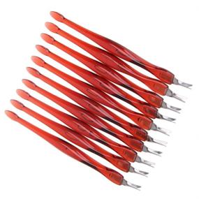 img 2 attached to 🔪 24-Piece Cuticle Knife and Fork Trimmer Set for Nail Cuticle Removal, Dead Skin Pusher with Double Head V-Shaped Fork, Manicure and Pedicure Cleaner Tools for Home and Nail Shop (Red)