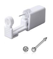 💉 self nose piercing kit - safe and sterile disposable nose piercing gun with body jewelry - 1 unit (white) logo