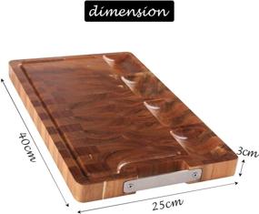 img 2 attached to 🔪 Enhance Your Kitchen Experience with the Versatile HHXRISE Acacia Wood Cutting Board: Featuring 4 Built-in Compartments, Juice Grooves, Handle, Butcher Block, and Carving Board