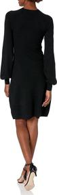 img 3 attached to 👗 Stylish Amazon Brand - Lark & Ro Women's Mock Neck Fit and Flare Sweater Dress with Bell Sleeves - Perfect for Chic Fashionistas