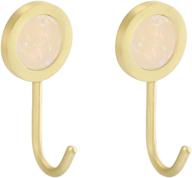 acbungji 2 pack gold brass wall mount hooks - heavy duty towel and coat hooks with adhesive for bathroom, kitchen, and more! logo