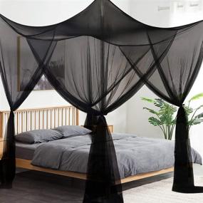 img 4 attached to 🛏️ Premium 4 Corner Post Mosquito Net for Bed Canopy - Ideal Princess Decoration for Girls & Adults, Full/Queen/King Size, Large Netting Curtains