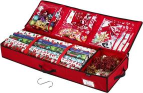 img 4 attached to 🎁 Christmas Storage Organizer: Gift Wrap & Supplies Box - Under-Bed Container for 40 Inch Wrapping Papers, Ribbon, Bows, with Interior Pockets.33