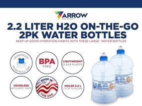 img 3 attached to 💧 Arrow H2O on the Go 2.2L Beverage Bottle, 2 Pack BPA Free, Reusable Water Bottle with Push, Pull Cap - Portable Big Water Jug for On-the-Go