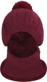 img 1 attached to Stay Warm in Style with the 3-in-1 Winter Knitted Beanie Hat, Face, and Neck Warmer Set for Women and Girls - Cozy Fleece Lining, Ski Caps with Pompom