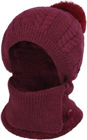 img 2 attached to Stay Warm in Style with the 3-in-1 Winter Knitted Beanie Hat, Face, and Neck Warmer Set for Women and Girls - Cozy Fleece Lining, Ski Caps with Pompom