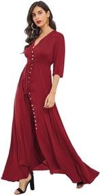 img 1 attached to Milumia Womens Button Sleeve Burgundy