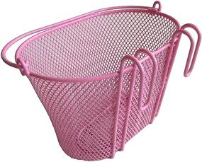 img 3 attached to Pink BIRIA Kids Bicycle Basket with Removable Hooks: Front Wire Mesh Basket for Small Bikes