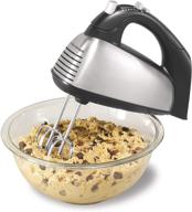 🧇 hamilton beach classic 6-speed hand mixer: snap-on storage, stainless steel, traditional & wire beaters, whisk included логотип