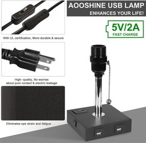img 1 attached to 🛋️ Modern Bedside Table Lamp with USB Port and Outlet: Small Lamps for Bedrooms, 2 USB Charging Ports & Black Fabric Shade - Ambient Light Desk Lamp for Living Room Nightstand Dorm