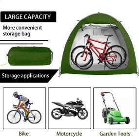 img 3 attached to 🚲 Double-Sided Opening Large Bicycle Tent: Heavy Duty Storage Shed with Waterproof 210D Coated Silver, Green