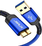 🔌 кабель jsaux usb 3.0 micro 2 шт. (1 фут + 3,3 фута) - зарядное устройство для внешнего жесткого диска с usb a-разъемом к micro b совместимо с toshiba, wd, seagate hard drive, samsung galaxy s5, note 3, note pro 12.2 и другими логотип