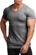 💪 coofandy men's muscle t shirts - stretch short sleeve v neck bodybuilding workout tees logo