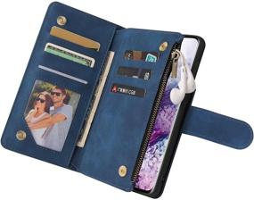 img 1 attached to ZZXX Samsung Galaxy S21 Wallet Case With Card Slot Premium Soft PU Leather Zipper Flip Folio Wallet With Wrist Strap Kickstand Protective For Samsung Galaxy S21 Case(Blue 6