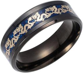 img 3 attached to 💍 Stainless Steel Dragon Band Ring in Black - Ginger Lyne Collection - Enhanced Comfort Fit