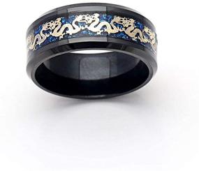 img 2 attached to 💍 Stainless Steel Dragon Band Ring in Black - Ginger Lyne Collection - Enhanced Comfort Fit
