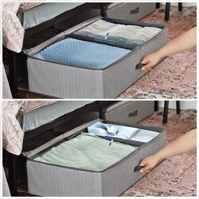 img 1 attached to 🗄️ SONGMICS Set of 2 Underbed Storage Bags - Adjustable Divider, Foldable Organizer for Clothes, Sheets, Blankets - 32.3 x 16.5 x 7.9 Inches - Gray URUB02G