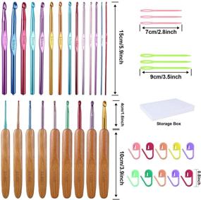 img 3 attached to 🧶 Multicolor 39-Piece Crochet Hook Set with Long Aluminum Knitting Needle, Bamboo Handle Crochet Hook, Stitch Markers, and Large-Eye Plastic Sewing Needles