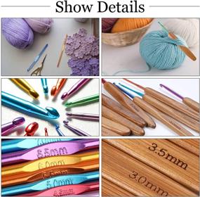 img 2 attached to 🧶 Multicolor 39-Piece Crochet Hook Set with Long Aluminum Knitting Needle, Bamboo Handle Crochet Hook, Stitch Markers, and Large-Eye Plastic Sewing Needles