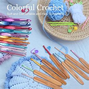 img 1 attached to 🧶 Multicolor 39-Piece Crochet Hook Set with Long Aluminum Knitting Needle, Bamboo Handle Crochet Hook, Stitch Markers, and Large-Eye Plastic Sewing Needles