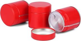 img 4 attached to Tianhui Airtight Round Tins: Small, Portable Storage Solution for Matcha Powder, Tea, Coffee Beans - Modern, Red Design (3Small, 73x73mm)