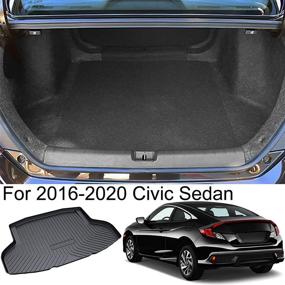 img 2 attached to Waterproof Black Cargo Liner Trunk Floor Mat Protector for 2016-2020 Honda Civic Sedan by Kaungka (Not Compatible with Honda Civic Hatchback)