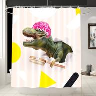 🦕 tucocoo забавный динозавр занавес для душа - карикатурные крутые занавесы для современного оформления ванной - водонепроницаемый занавес с 12 крючками - дизайн "морской конек" кораллового рифа - милый и водонепроницаемый - размер: 70x70 дюймов. логотип