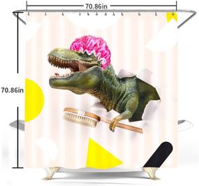 img 3 attached to 🦕 Tucocoo Funny Dinosaur Shower Curtain - Cartoon Cool Shower Curtains for Modern Bathroom Decor - Waterproof Curtain with 12 Hooks - Seahorse Coral Reef Design - Cute & Waterproof - Size: 70x70 Inches