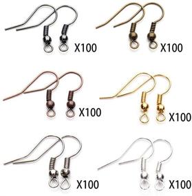 img 1 attached to Premium 600Pcs Earring Hooks Fish Hook for DIY Jewelry Findings - 6 Color Plated Earring Wires Hoops with Ball and Coil - Suitable for Women, Men, Children - Gold, Silver, Black, K White, K Gold, Bronze