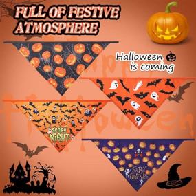 img 1 attached to 🎃 Halloween Dog Bandana Set - 4 Pack of Triangle Bibs Scarf with Pumpkin, Ghost, and Holiday Patterns for Dogs, Puppies, and Cats - SCENEREAL Accessories