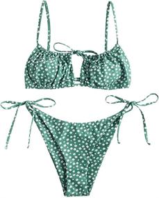 img 4 attached to 👙 ZAFUL Women's Ribbed Ruched Swimwear: Aesthetic Swimwear for Women in Swimsuits and Cover-ups
