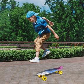 img 1 attached to Kids Boys Girls High Bounce Skateboards 22 Inch Complete Classic 🛹 Skateboard - Retro Mini Cruiser with ABEC 7 Bearings and PU Wheels