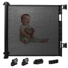 img 4 attached to 👶 Lofekea Retractable Baby Gate - 34" Tall, Extra Wide 59" Indoor/Outdoor Mesh Safety Gate for Stairs, Doorways, and More (Black)