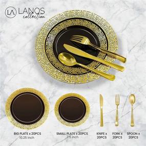 img 1 attached to 🍽️ 125 Pack Disposable Black and Gold Dinnerware Set – Plastic Plates with Gold Rim for Dinner Party Decoration, Graduation, Birthday, Cocktail Party, and Wedding