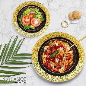 img 3 attached to 🍽️ 125 Pack Disposable Black and Gold Dinnerware Set – Plastic Plates with Gold Rim for Dinner Party Decoration, Graduation, Birthday, Cocktail Party, and Wedding