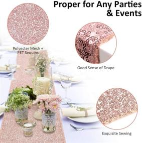 img 2 attached to Syntus Sequin Table Runner Rose Golden: Glamorous 2-Pack 12 x 72 inch 🌟 Glitter Rose Gold Table Runner for Graduation Party, Wedding, Birthday, & Baby Shower Decorations