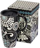 ☕ cypress home dark and stormy ceramic coffee travel cup: sleek 17 oz cup in a gift box логотип