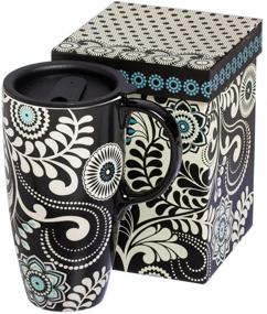 img 3 attached to ☕ Cypress Home Dark And Stormy Ceramic Coffee Travel Cup: Sleek 17 oz Cup in a Gift Box